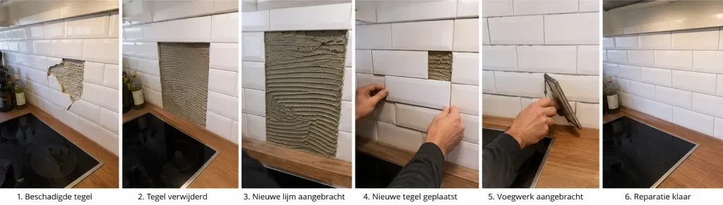 jaw tegelzetter reparaties van tegels in een keuken